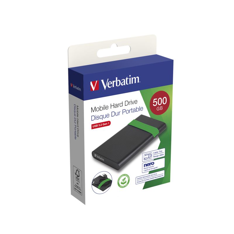 VERBATIM Certified Refurbished 500GB HDD USB3.2 Gen 1_1