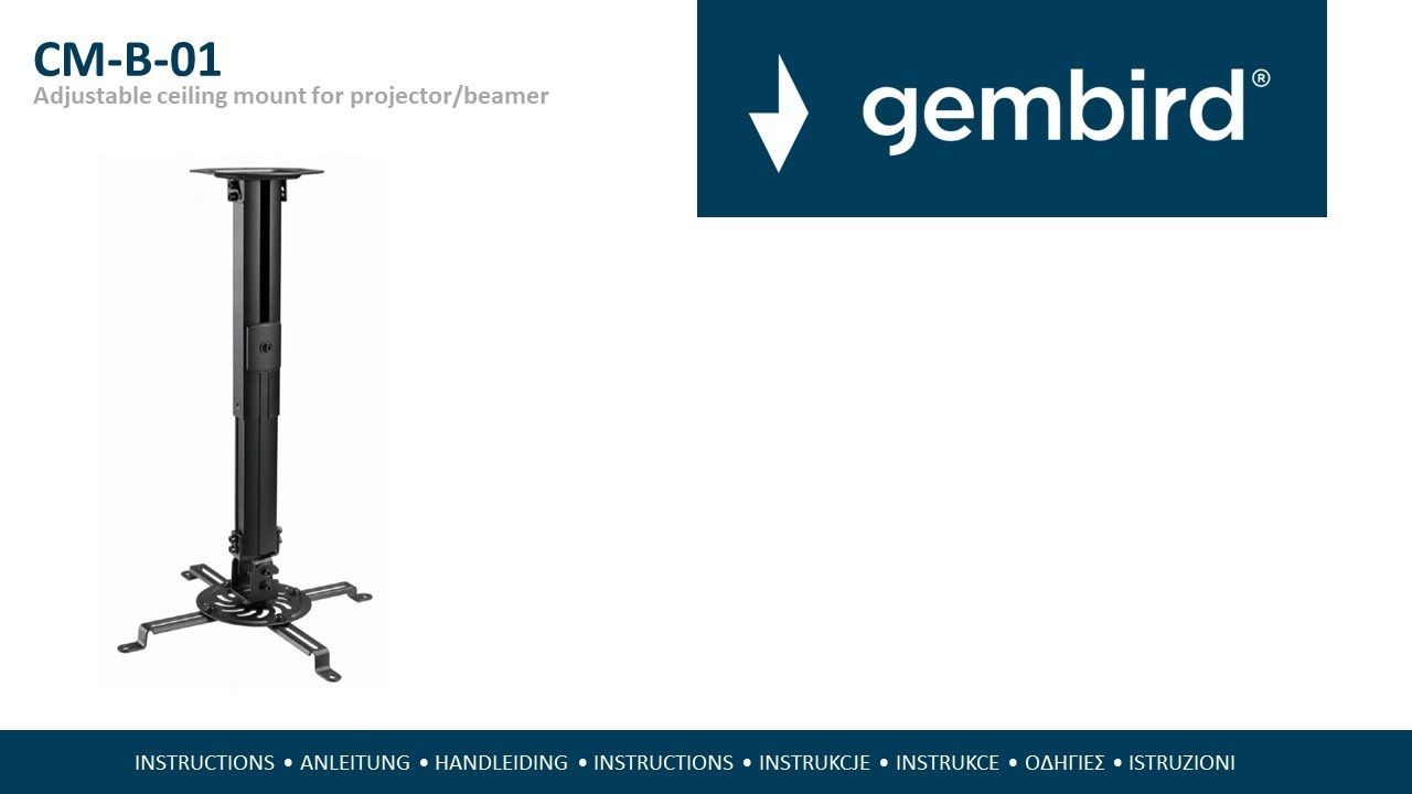 SUPORT de tavan GEMBIRD pt. proiector, lungime 320 mm, inclinatie, rotatie, max 13Kg, negru,  CM-B-01 