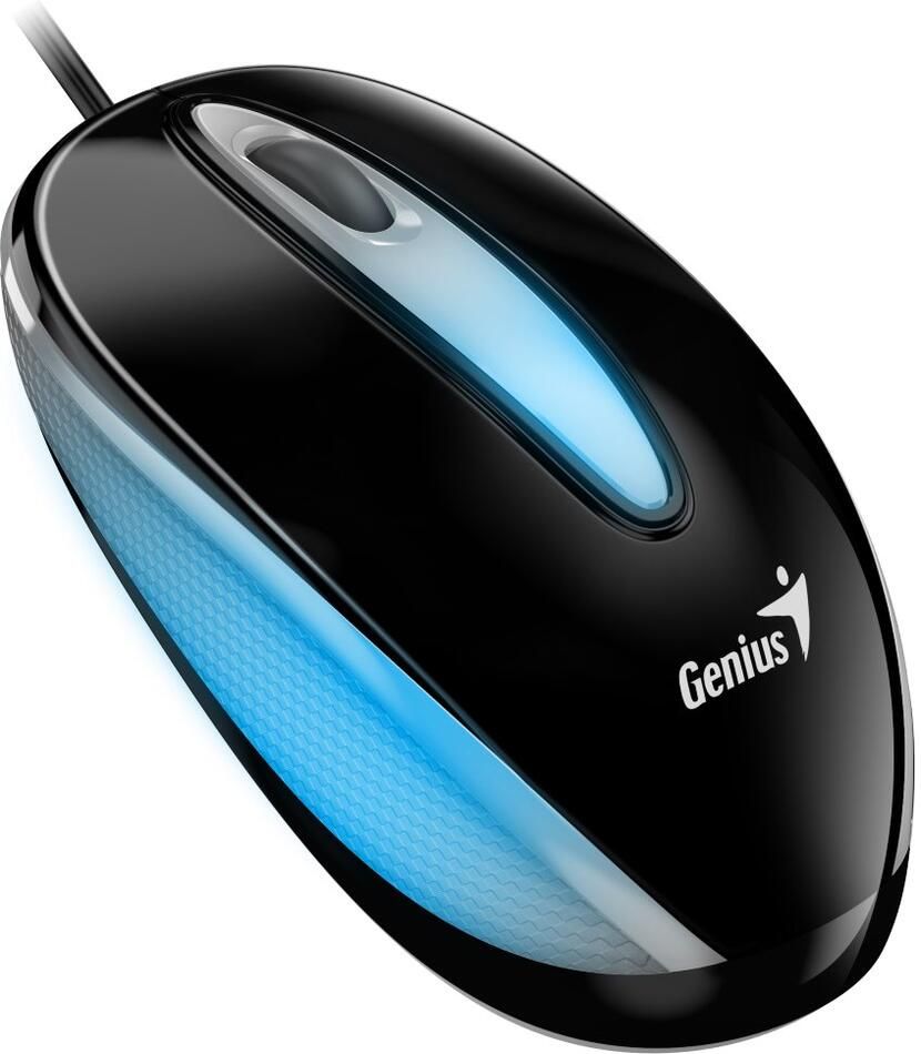 MOUSE Genius,  DX-Mini , PC sau NB, cu fir, USB, optic, 1000 dpi, butoane/scroll 3/1, LED, negru,  31010025404  (timbru verde 0.18 lei)