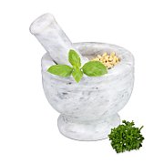 MOJAR CU PISTIL DIN MARMURA, DIA 9.5 CM, ALB, VANORA HOME