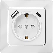 PRIZA LOGILINK, pentru perete, Schuko x 1, USB x1 5 V/2.1 A (10.5 W) / USB-C x 1  fast charge 5 V/3 A (15 W), 9 V/2 A (18 W), 12 V/1.5 A (18 W), 230 V AC, 50 Hz, alb  PA0253  (include TV 0.18lei)