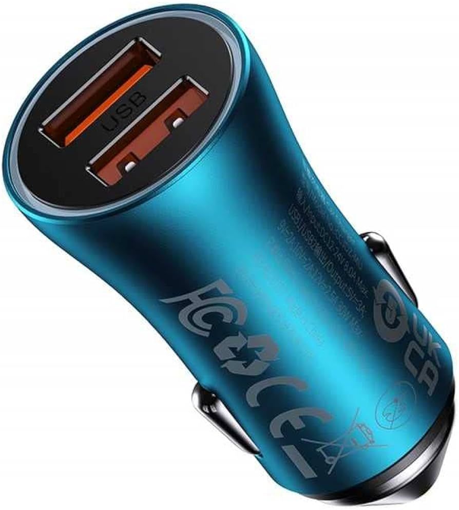 INCARCATOR auto Baseus Golden Contactor Max, Quick Charge 60W, 2 x USB 5V/3A, albastru  CGJM000003  (timbru verde 0.8 lei) - 6932172607999