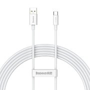 CABLU alimentare si date Baseus Superior SUPERVOOC, Fast Charging Data Cable pt. smartphone, USB la USB Type-C, 65W, 2m, alb  CAYS000901  (timbru verde 0.08 lei) - 6932172612900