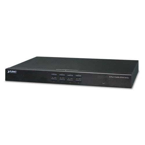 PLANET 16-Port Combo KVM Switch: switch-uri pentru tastatură, mouse și monitor (KVM) Raft pentru montat echipamente Negru