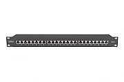 CAT 6A Patch Panel, shielded, 1U, 24-port, 8P8C, bl RAL 9005, 483 mm (19 ) / 482.6x44x109