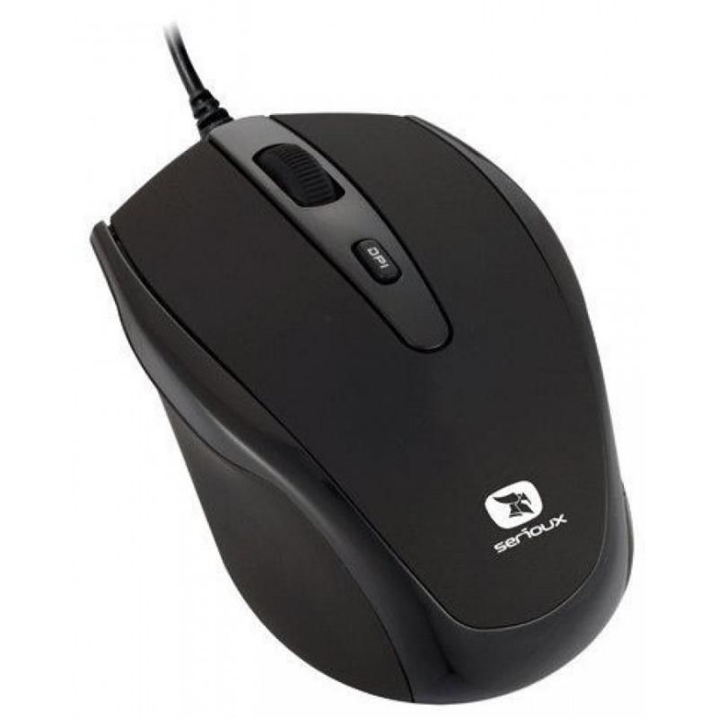 Mouse Serioux cu fir, optic, Pastel 3300, 1000dpi, negru, ambidextru, blister, USB_2