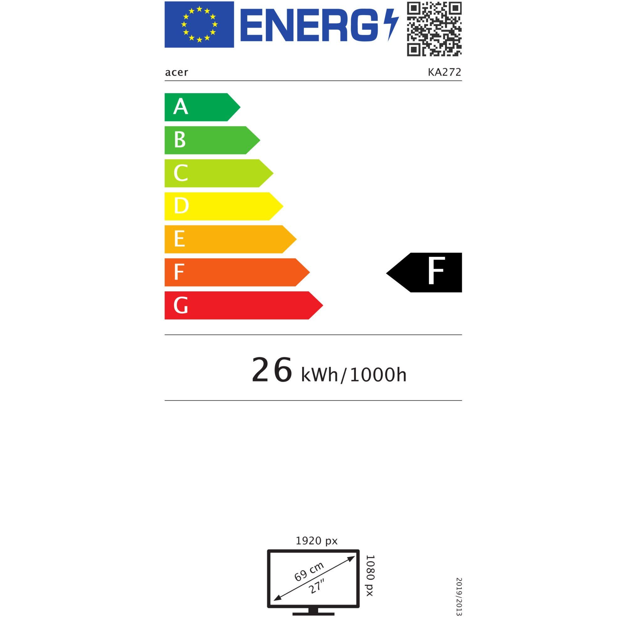 Monitor 27 inch ACER KA272HBI 1920 x 1080 pixeli, 100 Hz