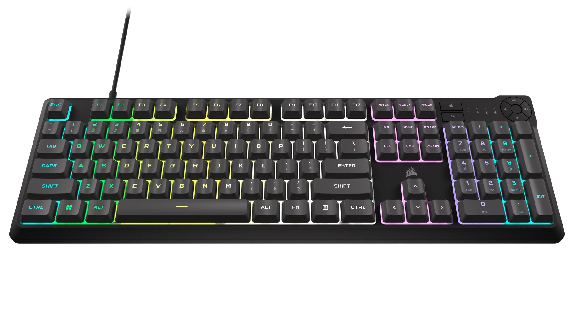 Tastatura gaming CORSAIR K55 CORE RGB USB 2.0 or Type A, wired, Rubber Dome key switches, 1000Hz Report Rate, gray