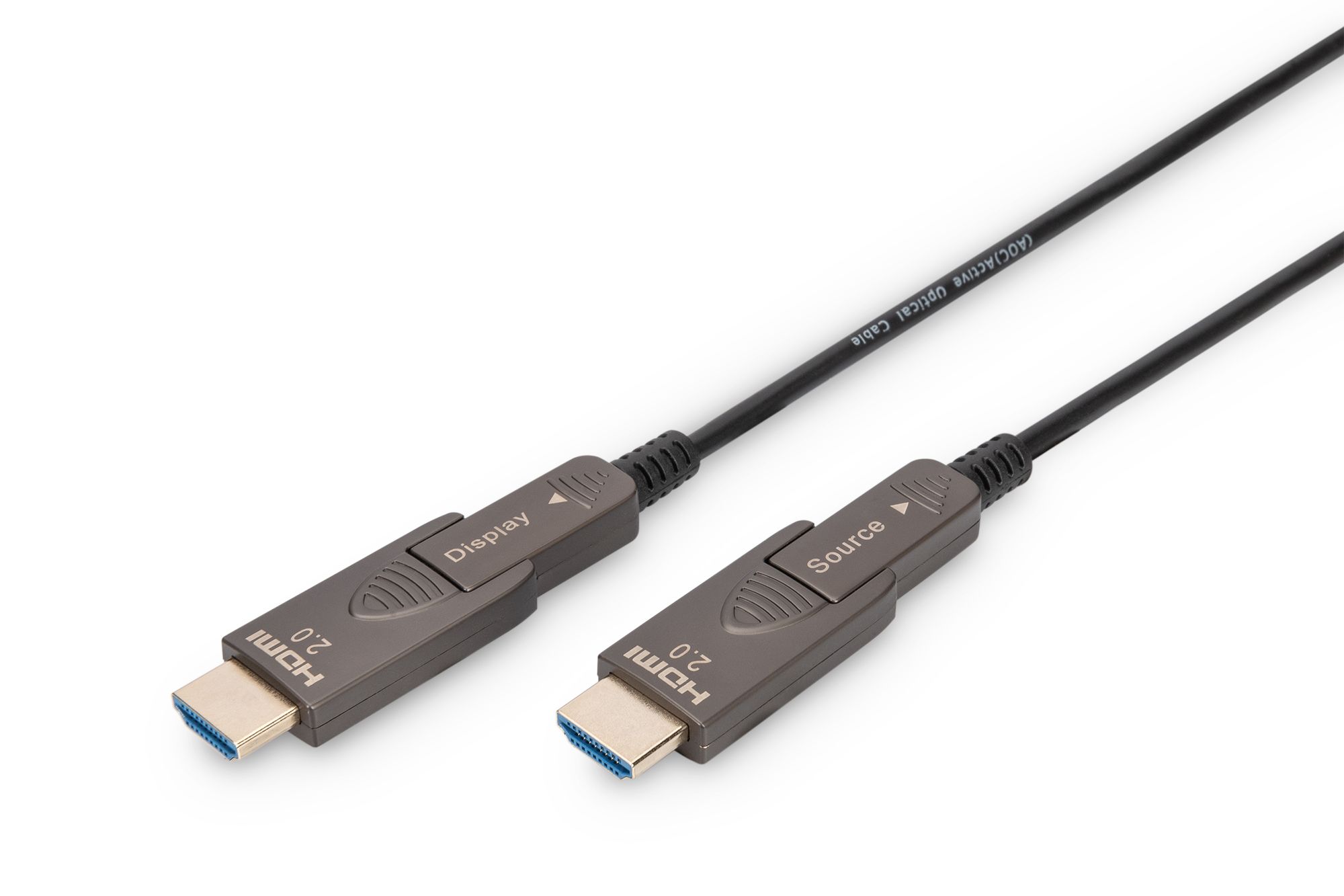 HDMI AOC hybrid-fiber connection cable, Type A M/M, 15m, UHD 4K@60Hz, gold, bl