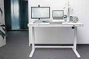 Electric height-adjustable Desk, 120x60x12cm top 50kg load, USB-charging ports, white