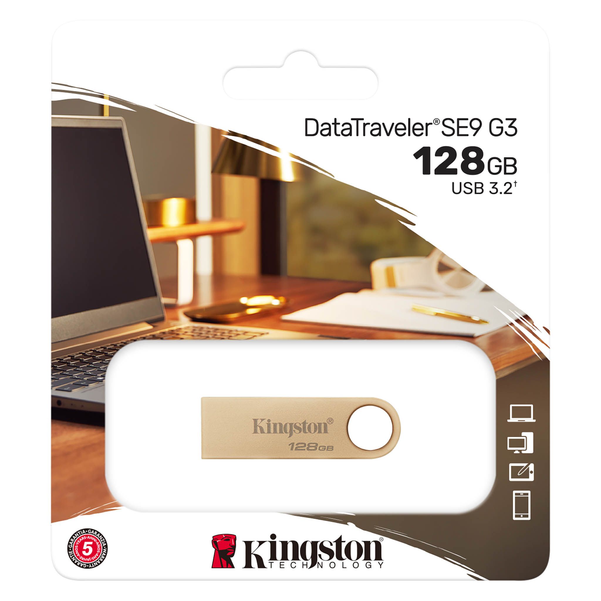KINGSTON 128GB 220MB/s Metal USB 3.2 Gen 1 DataTraveler SE9 G3