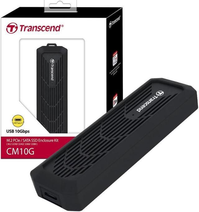 TRANSCEND M.2 2280/2260/2242/2230 PCIe/SATA SSD Enclosure Kit Black