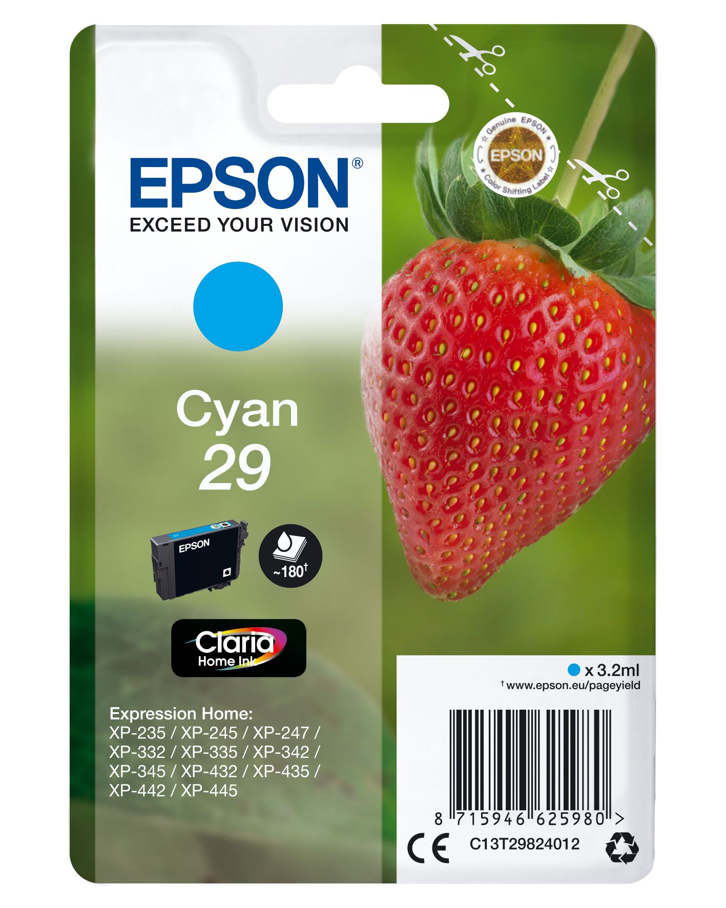 Cartus cerneala Epson C13T29824012 ,Albastru ,180 pagini ,Original (C13T29824012)