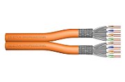 CAT 7 S-FTP installation cable, 1200 MHz Dca (EN 50575), AWG 23/1, 100 m ring, DX, orange