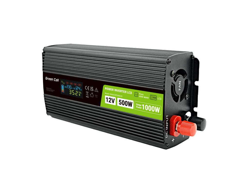 Car Power Inverter Green Cell® 12V to 230V, 500W/1000W