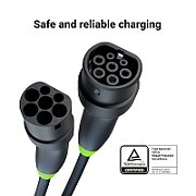 Green Cell Snap Type 2 EV Charging Cable 11 kW 7 m for Tesla Model 3 S X Y, VW ID.3, ID.4, Kia EV6, Hyundai IONIQ 5, Ford Mach-E