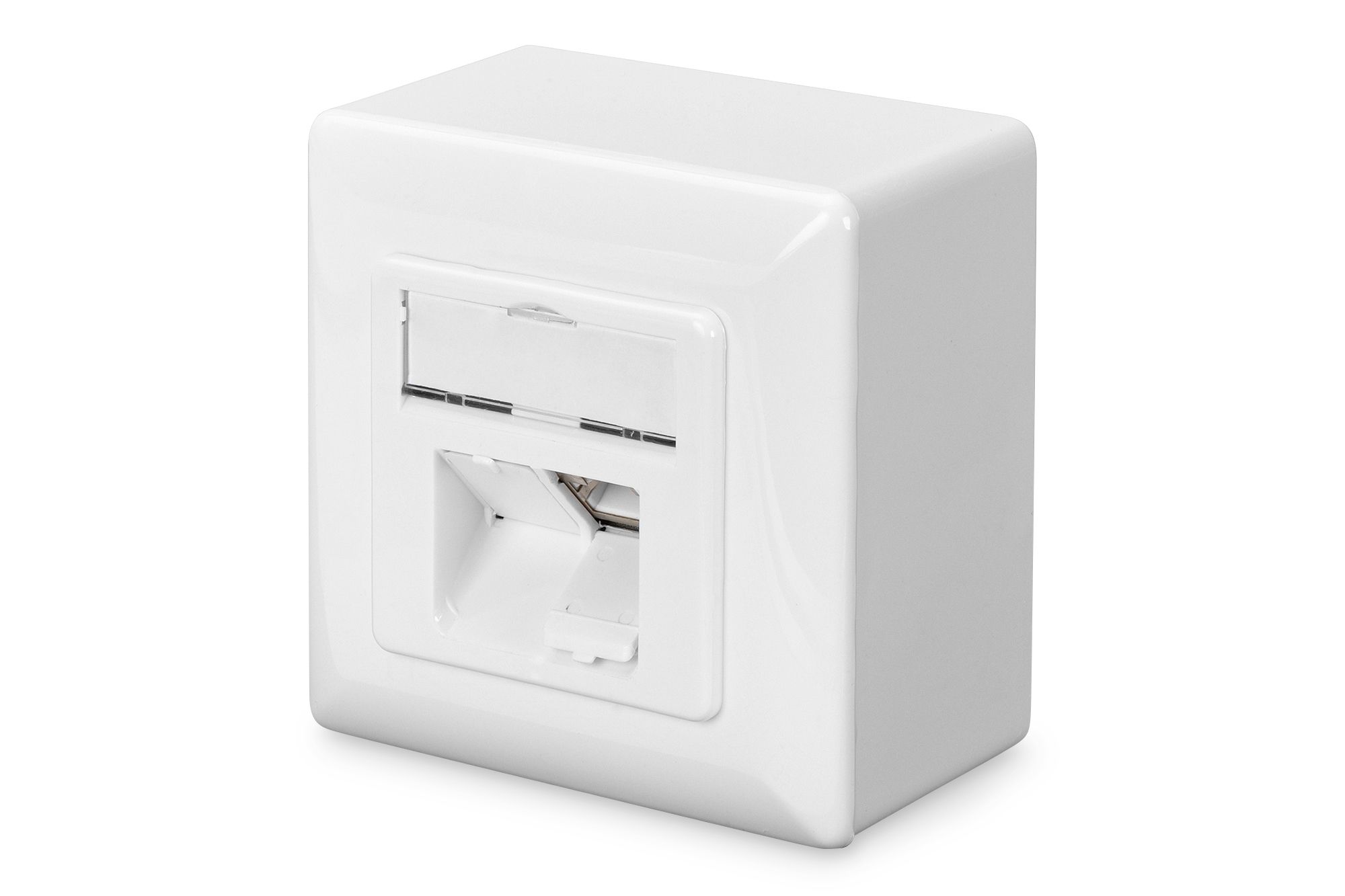 CAT 6 wall outlet, shielded, 2x RJ45 8P8C, LSA, pure white, surface mount