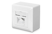 CAT 6 wall outlet, shielded, 2x RJ45 8P8C, LSA, pure white, surface mount