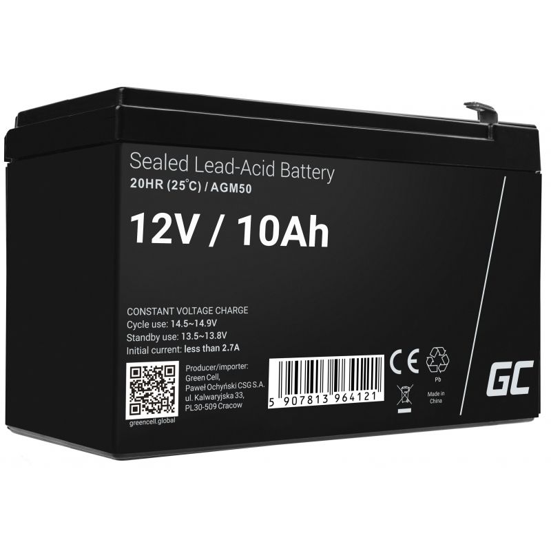 AGM Battery Lead Acid 12V 10Ah Maintenance Free for UPS and - Battery - 10,000 mAh