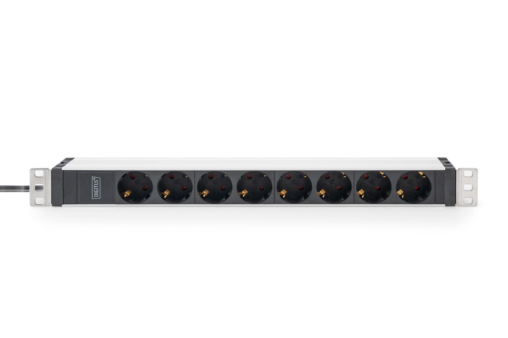 1U Aluminum PDU, rackmountable, 8 x Safety outlet 16A, 230VAC, 50/60Hz, IEC C20 plug
