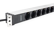 1U Aluminum PDU, rackmountable, 8 x Safety outlet 16A, 230VAC, 50/60Hz, IEC C20 plug