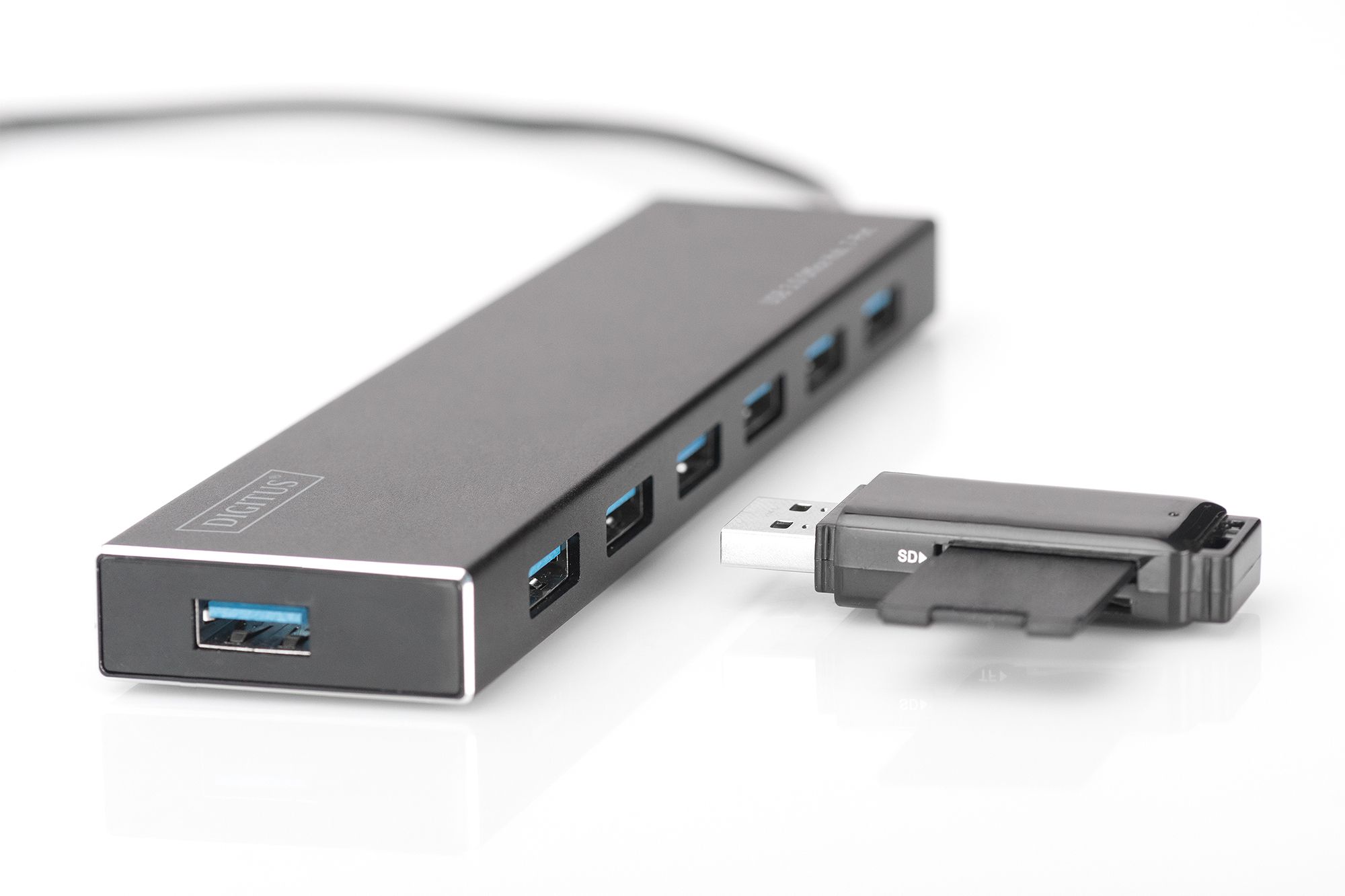 USB 3.0 Hub, 7-port Incl. 5V/3,5A power supply, Aluminium housing