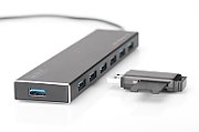 USB 3.0 Hub, 7-port Incl. 5V/3,5A power supply, Aluminium housing