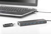 USB 3.0 Hub, 7-port Incl. 5V/3,5A power supply, Aluminium housing