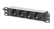 1U Aluminum PDU, 254 mm (10 ) rack mount, 4x safety outlet, 16A, 4000W, 250VAC 50/60Hz