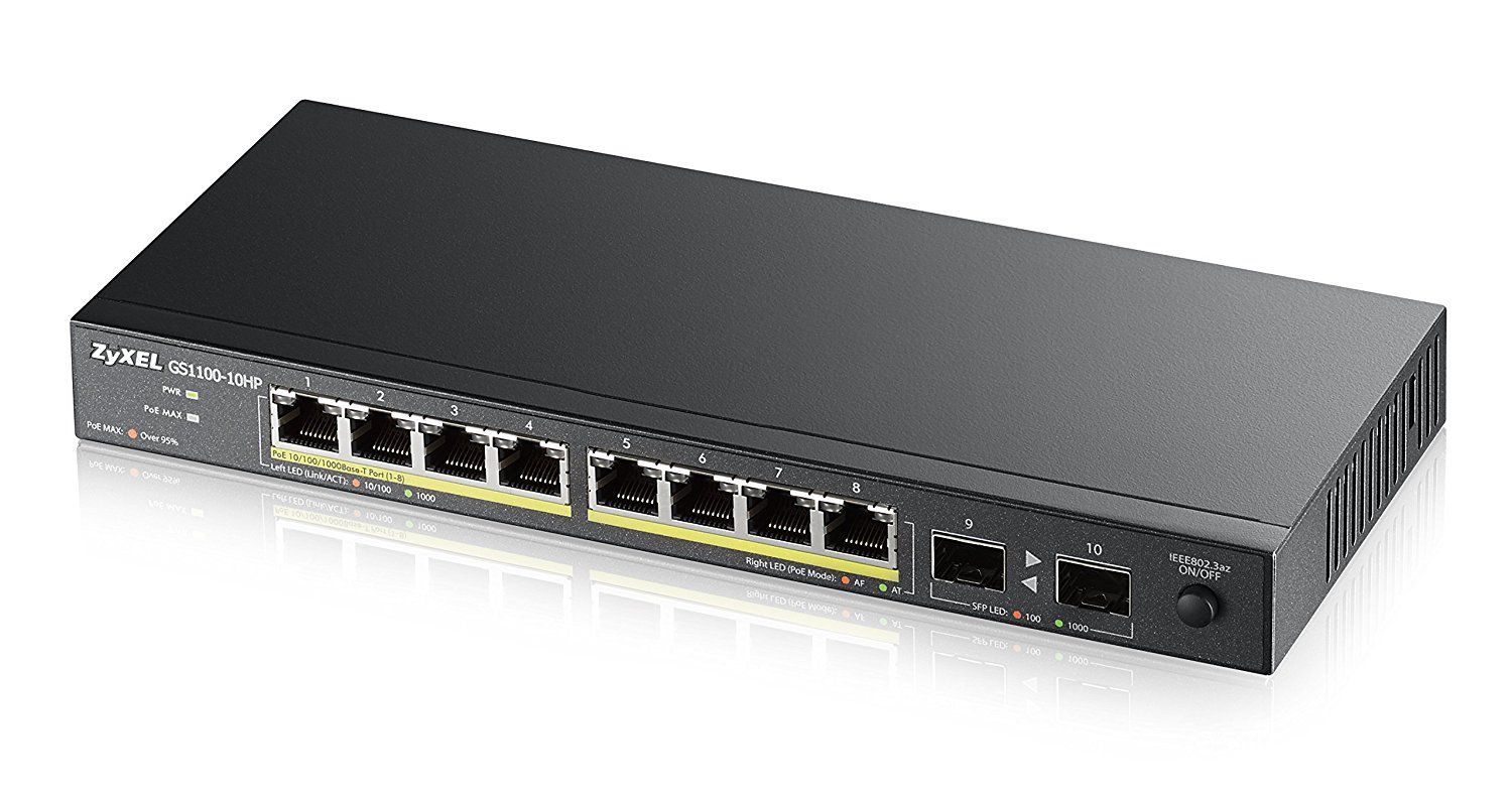 Switch Zyxel GS1100-10HP-EU0102F, 8 porturi 10/100/1000 Mbps
