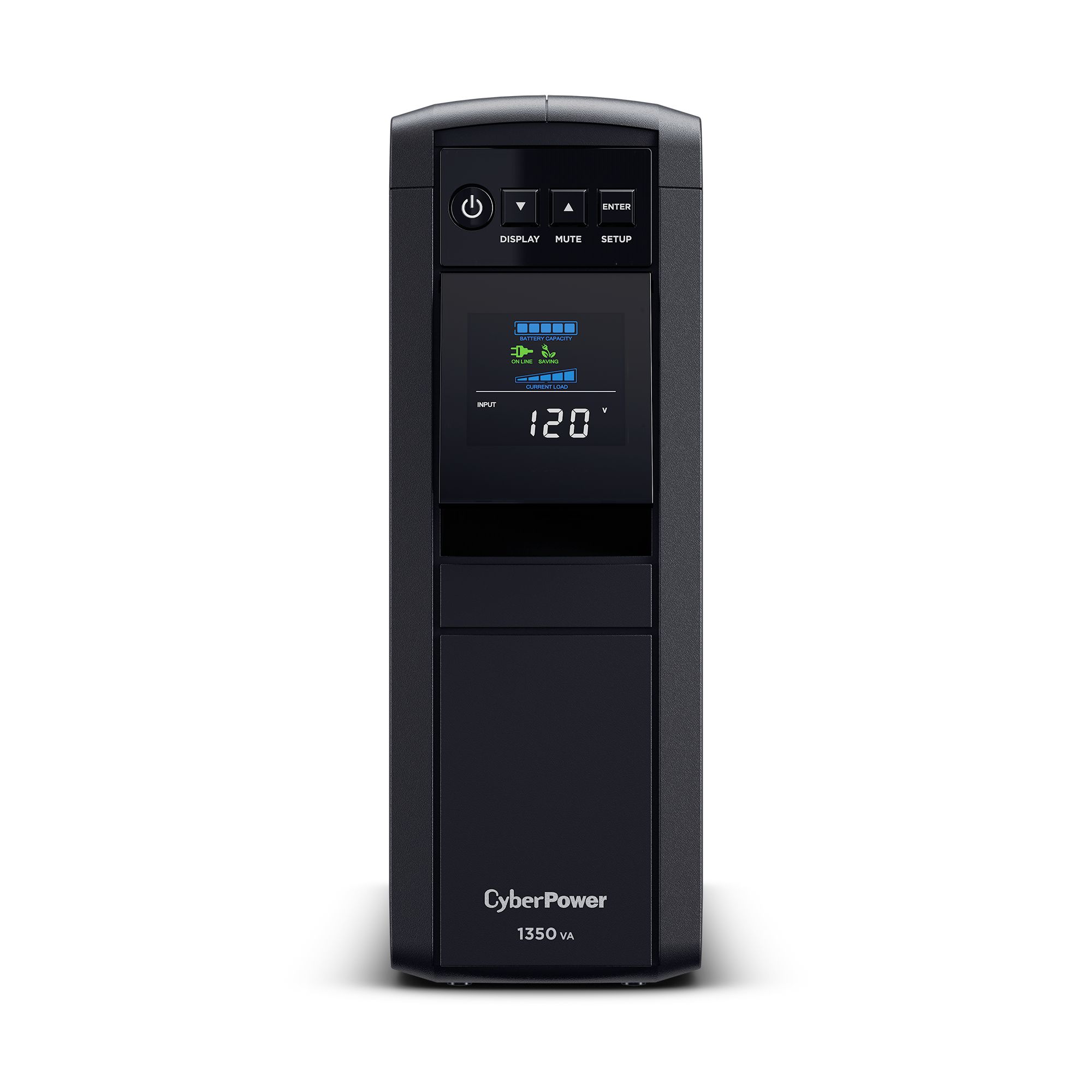 UPS Cyber Power CP1350EPFCLCD, 1350 VA, 780 W, cu management, line-interactive, 6x Schuko, 1x C14, 1x RJ45, 1x USB, 12V 7Ah LCD, Tower, Negru
