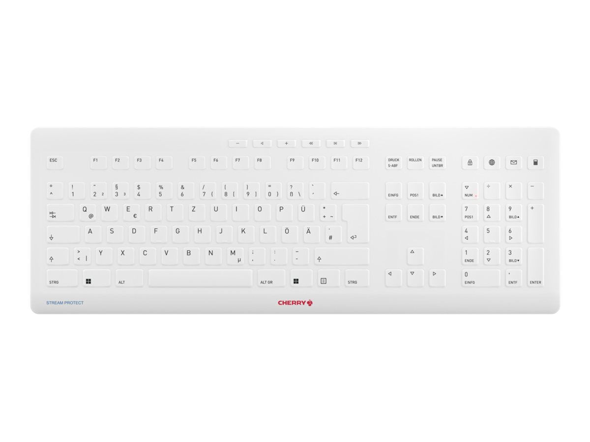 CHERRY Keyboard STREAM PROTECT WIRELESS [DE] white mit hochwertiger Schutzmembran