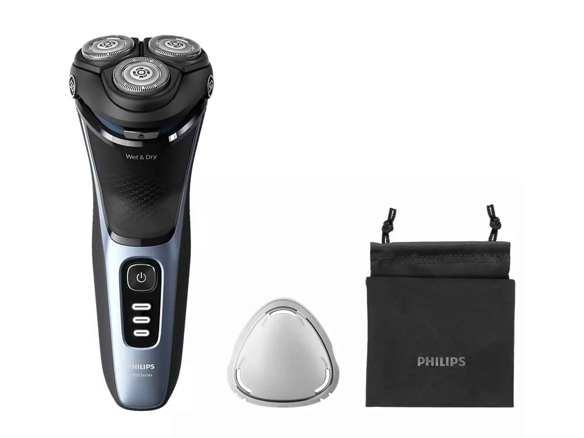 Aparat de ras PHILIPS Seria3000 S3243/12, Wet&Dry, autonomie 60 min, 3 elemente de taiere, albastru