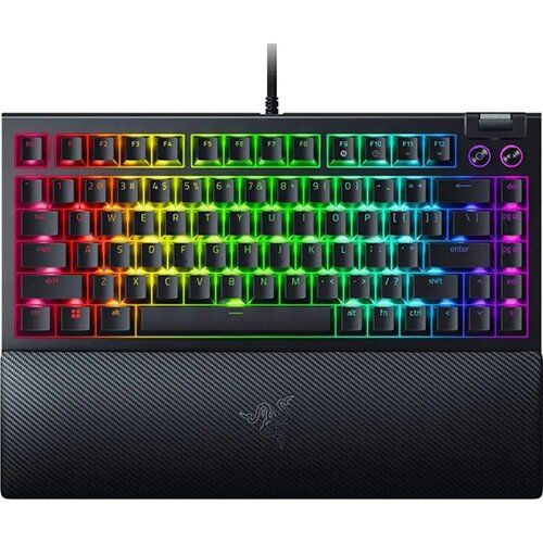 Tastatura mecanica gaming BlackWidow V4 75%, taste ABS, layout Intls. US (ISO),iluminare RGB, cu 6 butoane customizabile, suport pentru incheietura magnetic, negru