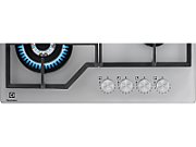PLITA PE GAZ ELECTROLUX KGG64362S, Plita gaz 60 cm 4 arzatoare gaz Arzator Wok Aprindere electrica integrata Control cu butoane  frontal Dispozitiv siguranta Gratare de fonta Gaz pe sticla Culoare silver
