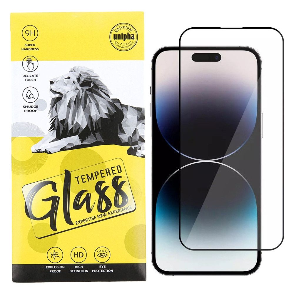 FOLIE STICLA  Spacer pentru Iphone 15 Plus, grosime 0.3mm, acoperire totala ecran, strat special anti-ulei si anti-amprenta, Tempered Glass, sticla 9D, duritate 9H 
