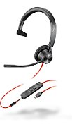 Poly Blackwire 3315 Monaural USB-C Headset +3.5mm Plug +USB-C/A Adapter