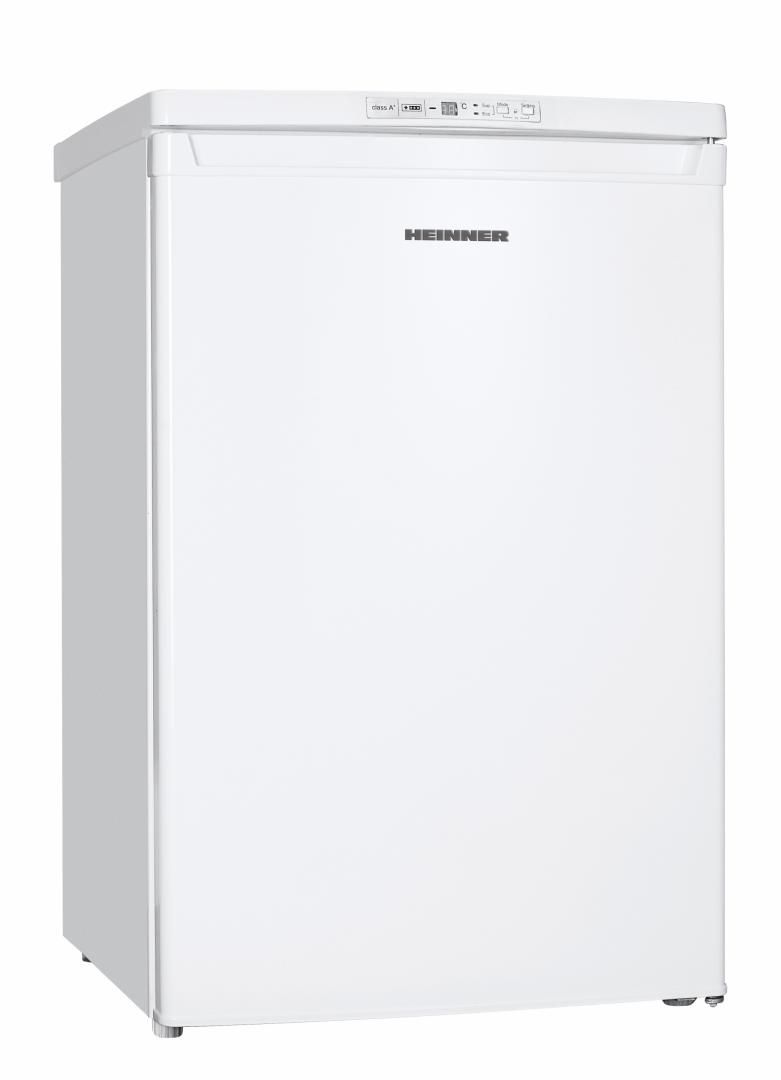 Congelator Heinner HFF-V102E++, clasa energetica: E, capacitate totala: 103L, control mecanic cu termostat ajustabil, 3 compartimente congelator, usa reversibila, capacitate congelare: 5.2kg/ 24h, nivel de zgomot: 40dB, dimensiuni: 54 x 61.5 x 83.8 cm,  culoare: Alb cu decoratiune cromata pe maner