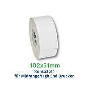 Label, Polyester, 102x51mm Thermal Transfer, Z-Ultimate 3000T White, Permanent Adhesive, 76mm Core