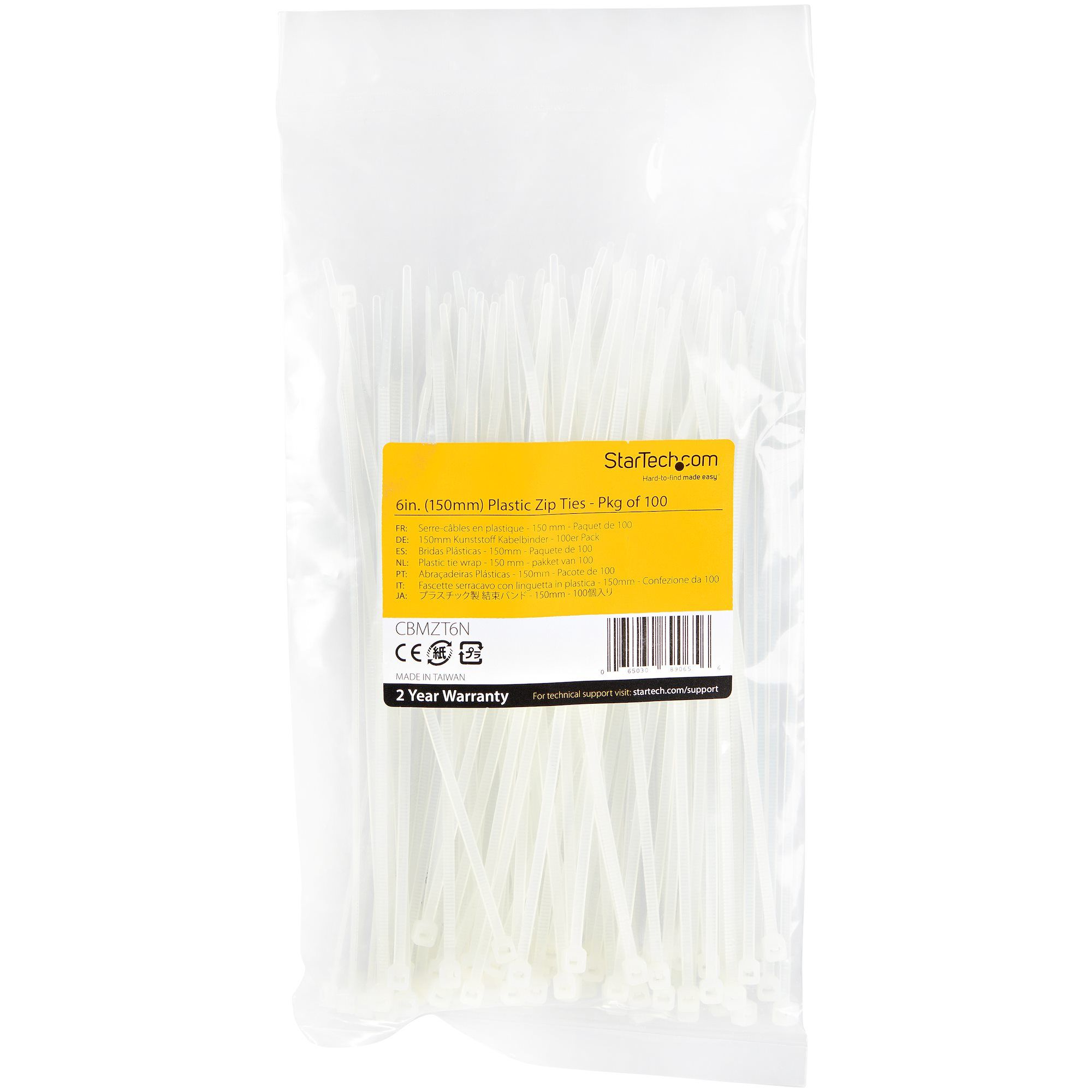 100 PACK 6 CABLE TIES -WHITE/NYLON ZIP TIE WRAPS UL TAA