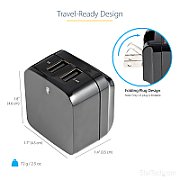 2 PORT USB TRAVEL WALL CHARGER/17W / 3.4A - 110V/220V