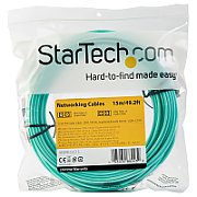 15M OM4 FIBER OPTIC PATCH CORD/AQUA - LC/LC - 50/125 - 40/100GB