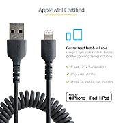 USB TO LIGHTNING CABLE - 50CM/(20IN) COILED CABLE BLACK