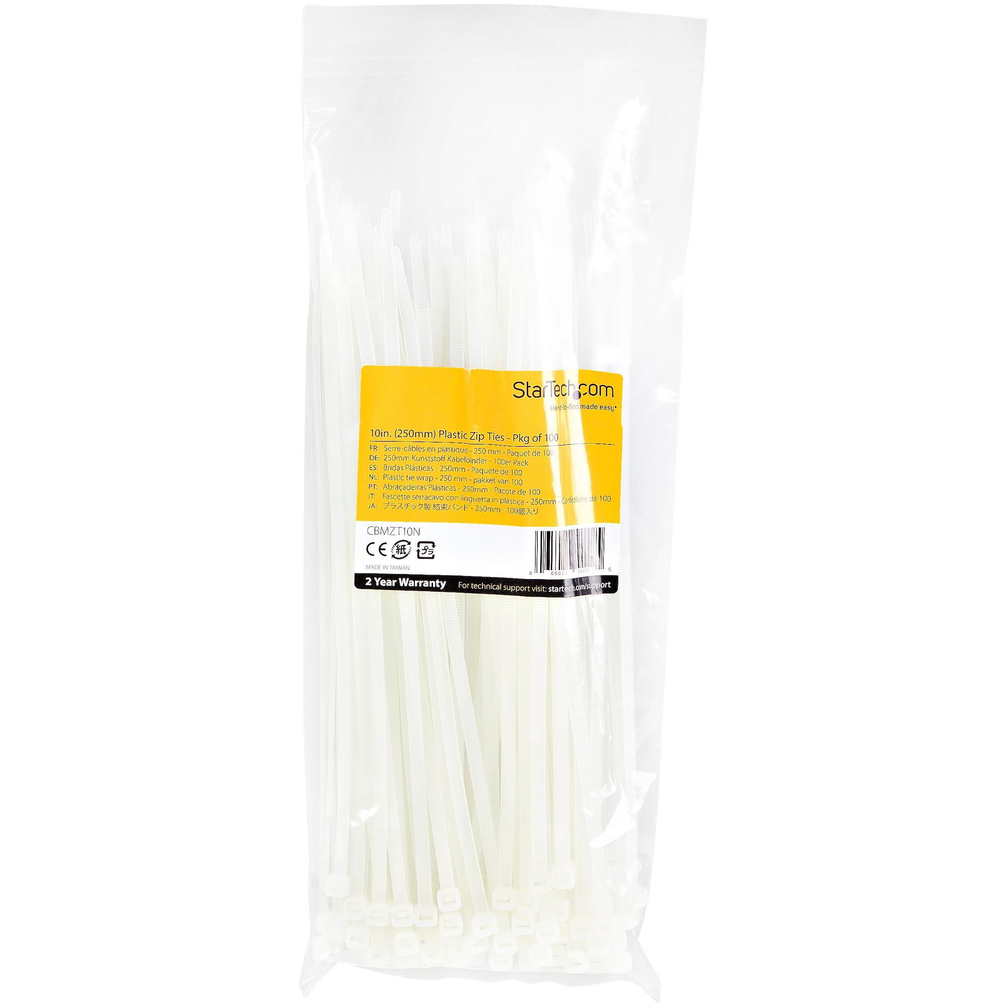 100 PACK 10 CABLE TIES -WHITE/NYLON ZIP TIE WRAPS UL TAA