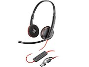 Poly Blackwire 3220 Stereo USB-C Black Headset +USB-C/A Adapter (Bulk)