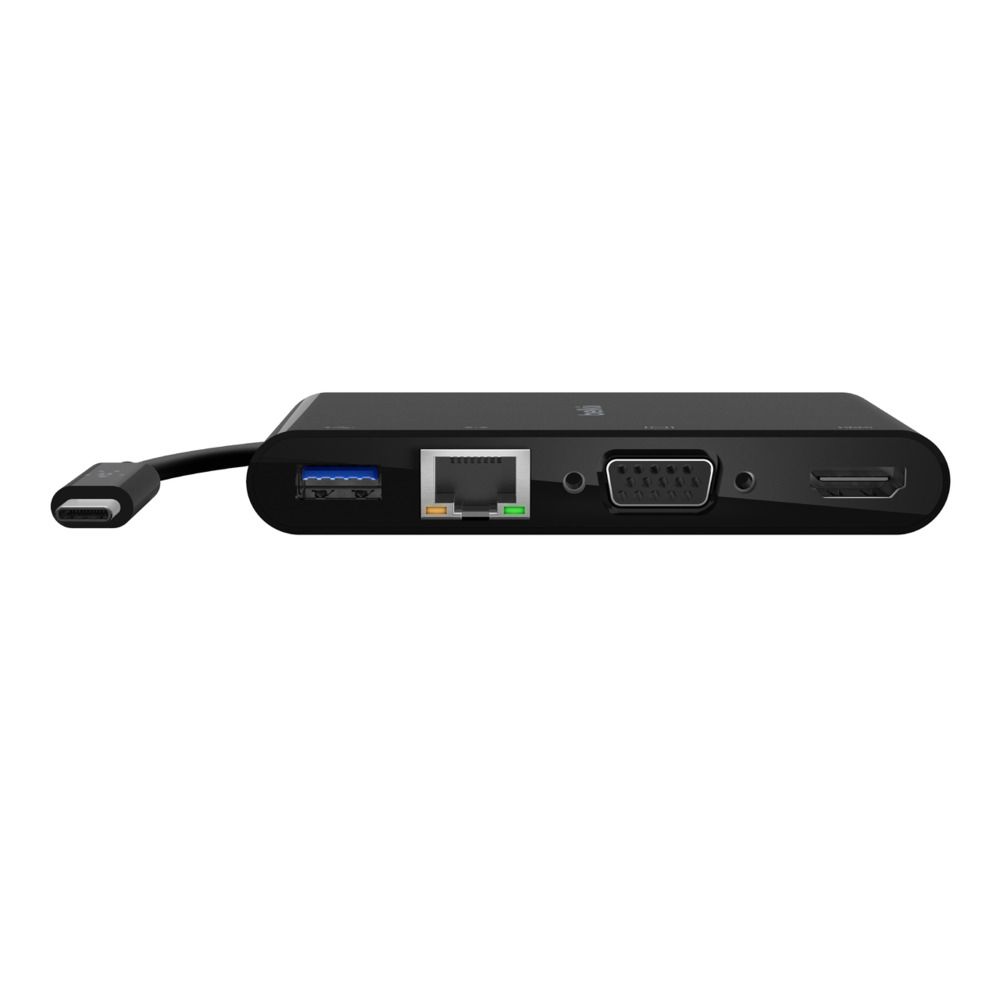 USB-C TO GIGABIT-ETHERNET/HDMI/VGA/USB-A ADAPTER BLACK