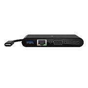 USB-C TO GIGABIT-ETHERNET/HDMI/VGA/USB-A ADAPTER BLACK