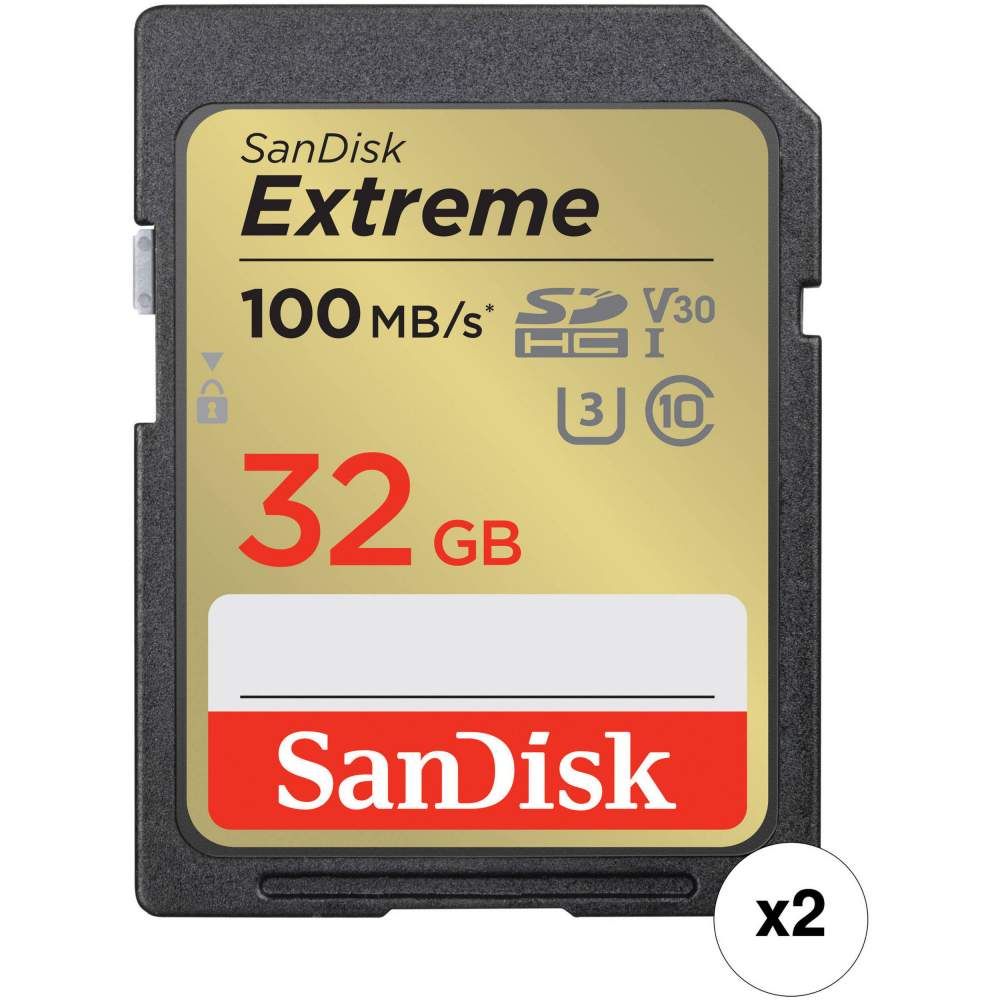 EXTREME 32GB SDHC MEMORY CARD/2-PACK 100MB/S 60MB/S UHS-I CLAS
