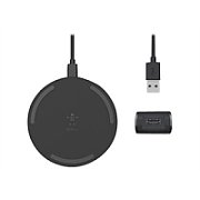 10W WIRELESS CHARGING PAD/MICROUSBCABLE W/POWER SUPP BLACK
