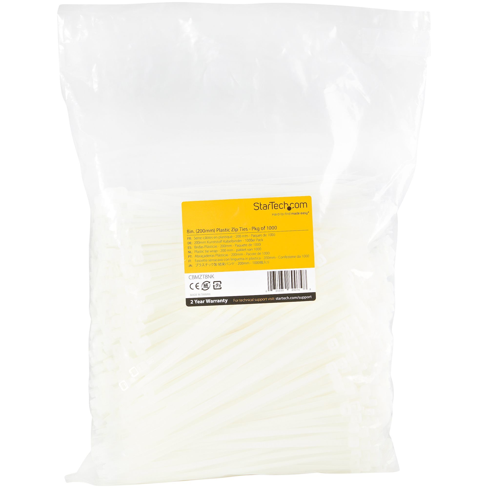 1000 PACK 8 CABLE TIES -WHITE/NYLON ZIP TIE WRAPS UL TAA